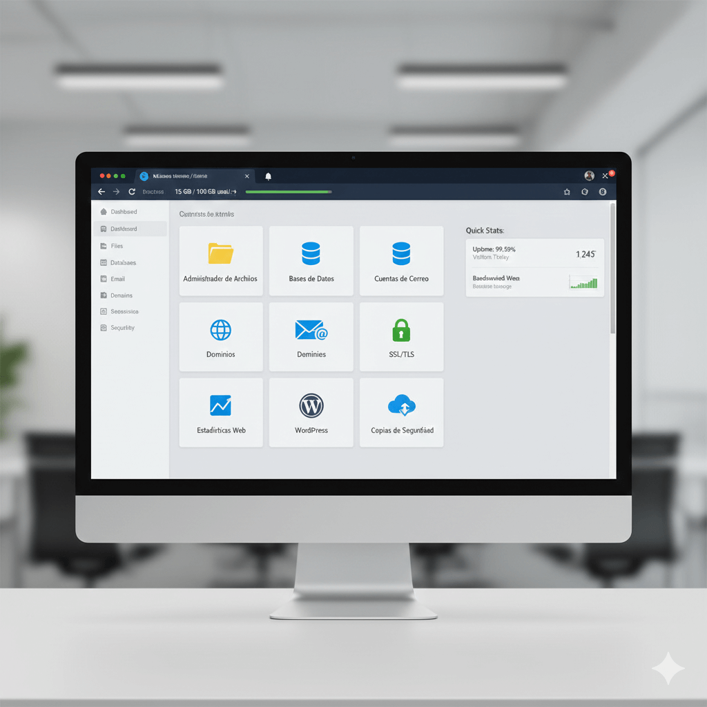 panel control cpanel hosting para emprendedores administración web